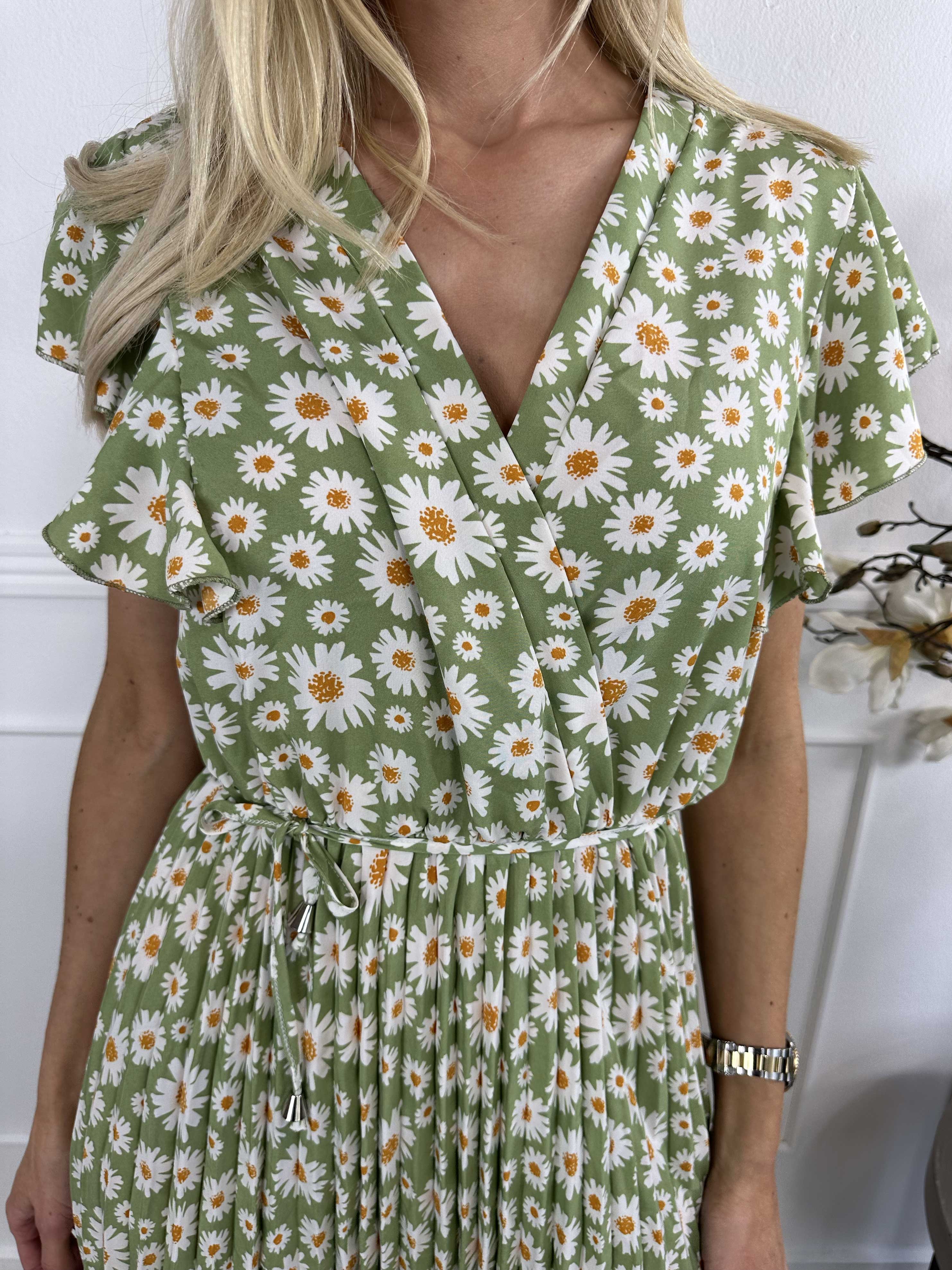 Callidora Flower - Kjole i blomsterprint med plisseringer og flæser